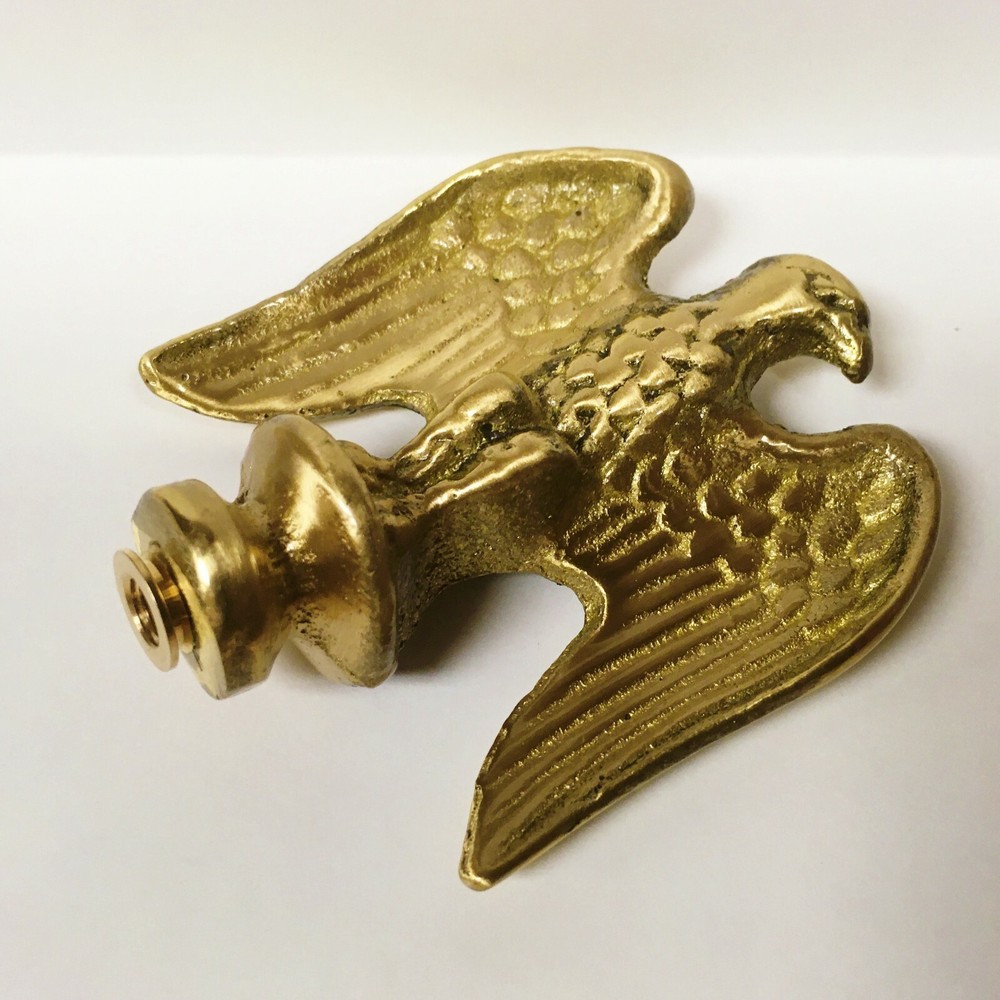 Lamp Finial-Solid Cast BRASS EAGLE, Highly Detailed W/Dual Threads, WB Finish