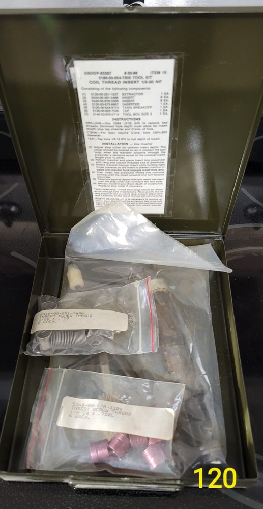 HeliCoil Thread insert tool kit 5180-00-054-7505