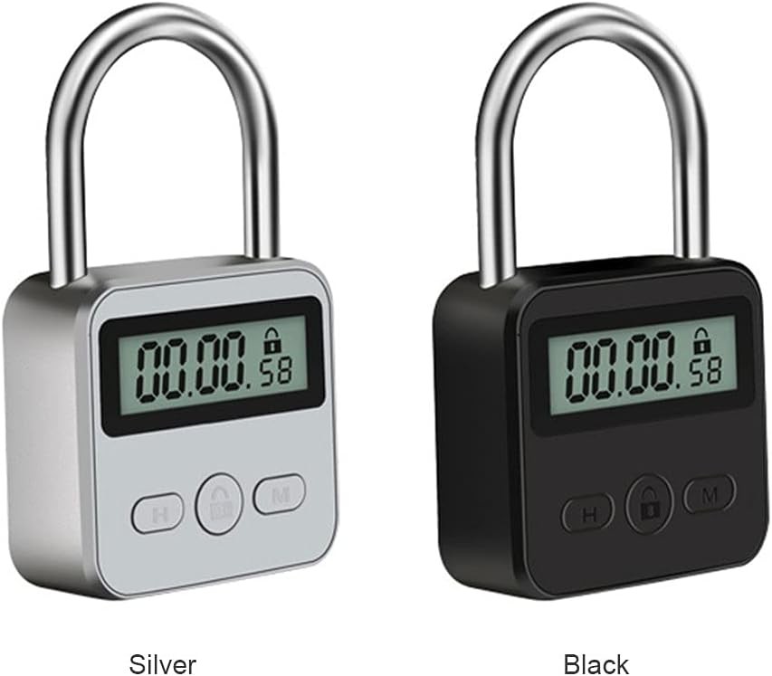 Metal Timer Lock, 99 Hours Max Timing USB Rechargeable Silver