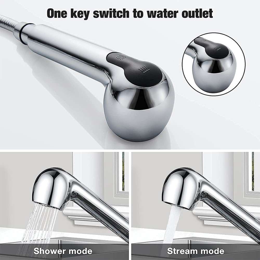 Shower Head Setting Kitchen Replacement Chrome Mixer Tap Faucet Pull Out Spray