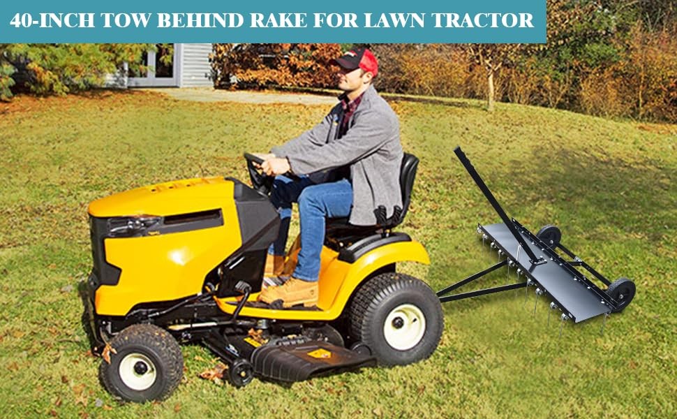 40"Tow Behind Dethatcher,Pull Behind Dethatcher with 20 Tines,Rake ATV for Leave
