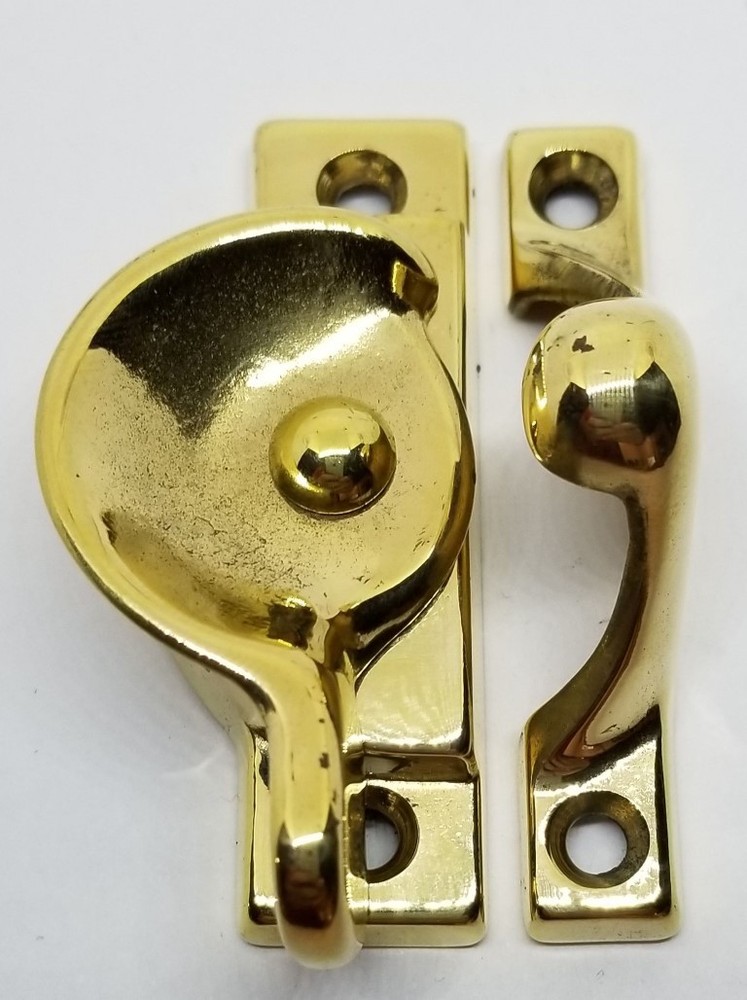 Decorative Solid Polished Brass Heavy Duty Spring Loaded Window Sash Lock Square