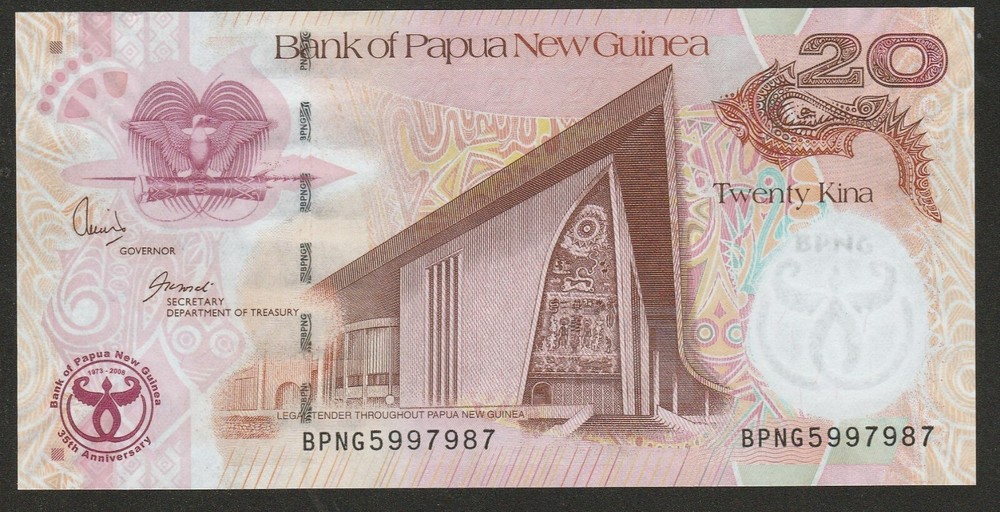 2008 PAPUA NEW GUINEA 20 KINA NOTE UNC
