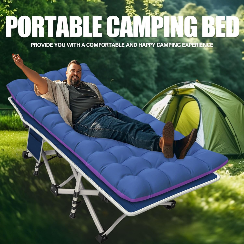 Cot Camping Cot with Thick Pad Cots for Sleeping Camping Bed Folding Cot 450Lbs(