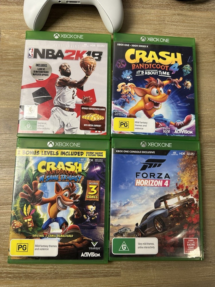 Xbox One S 1TB Console White Bundle 2 Controllers + 4 Games Tested Working