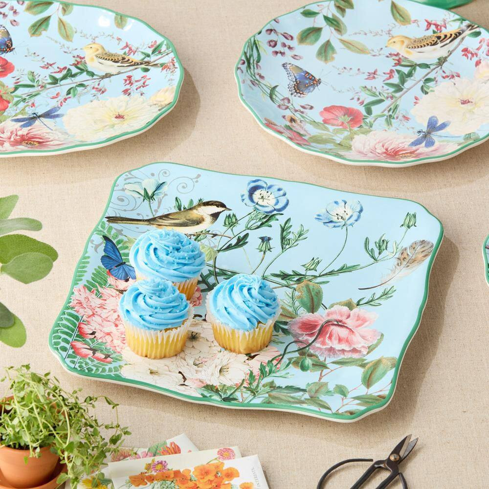 3.5 In. Multi-Colored Ceramic Flora Square Platter