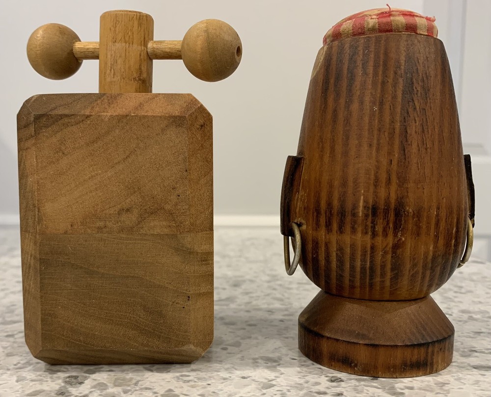 Old Wood Hand Held Nut Crackers 2 Pc Lot