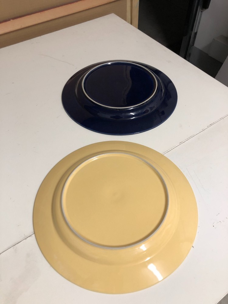 PAIR OF LARGE COLORED CERAMIC DISHES MINT