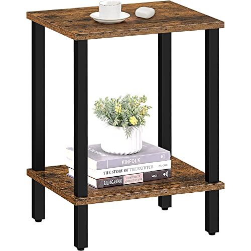 End Table, Side Table, Nightstand, 2-Tier Storage Shelf, Sofa Table 1 Brown