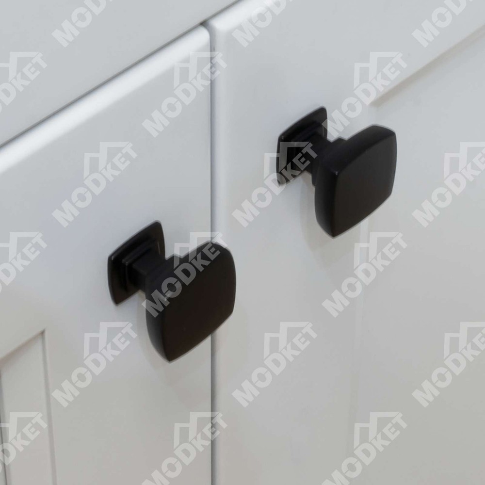 Solid Matte Black Modern Cabinet Pulls Knobs Handles Kitchen Bathroom Drawers