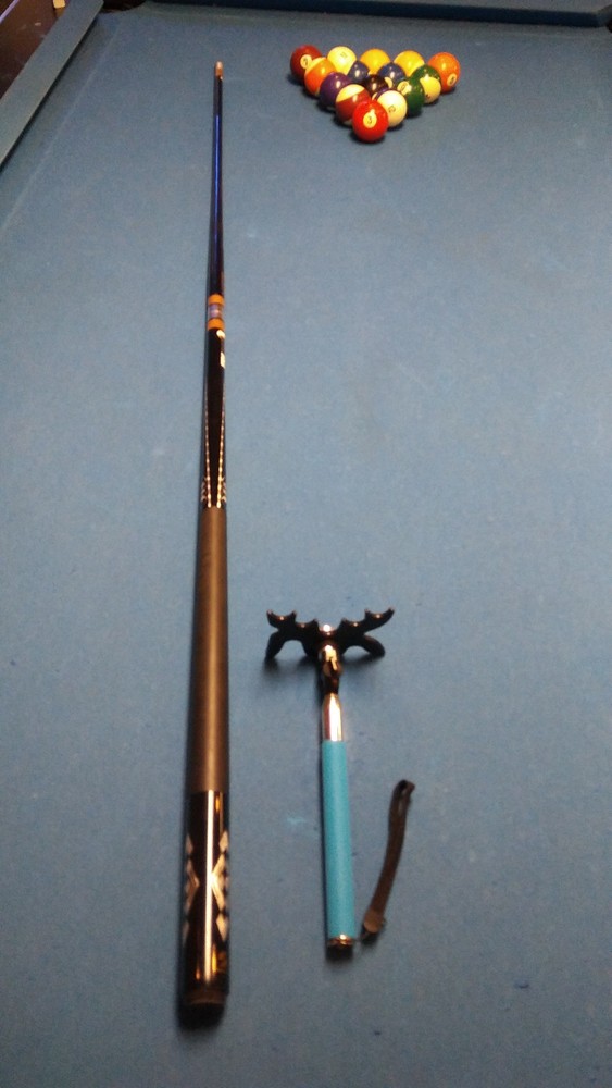 RED - CUE BRIDGE EXTENDABLE TELESCOPING MOOSE HEAD CRUTCH REST POOL 9 POSITIONS