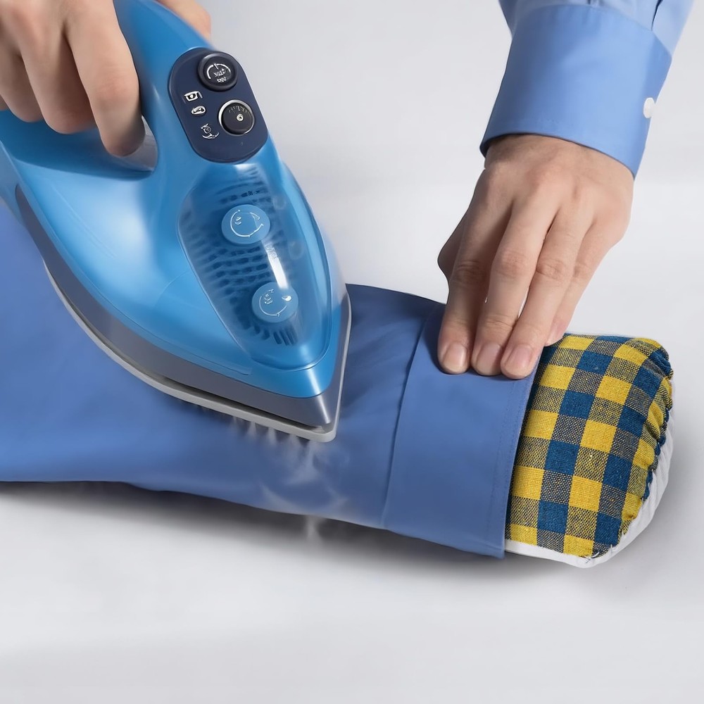 Tailors Ham and Seam Roll Set Solid Linen Cotton Pressing Ironing Tool Plaid