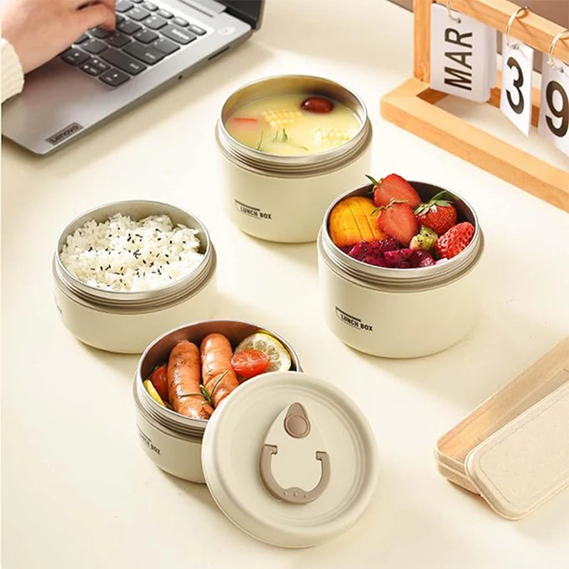 Portable Insulated Lunch Container Set - Stackable Thermal Boxes for Adults & Ki