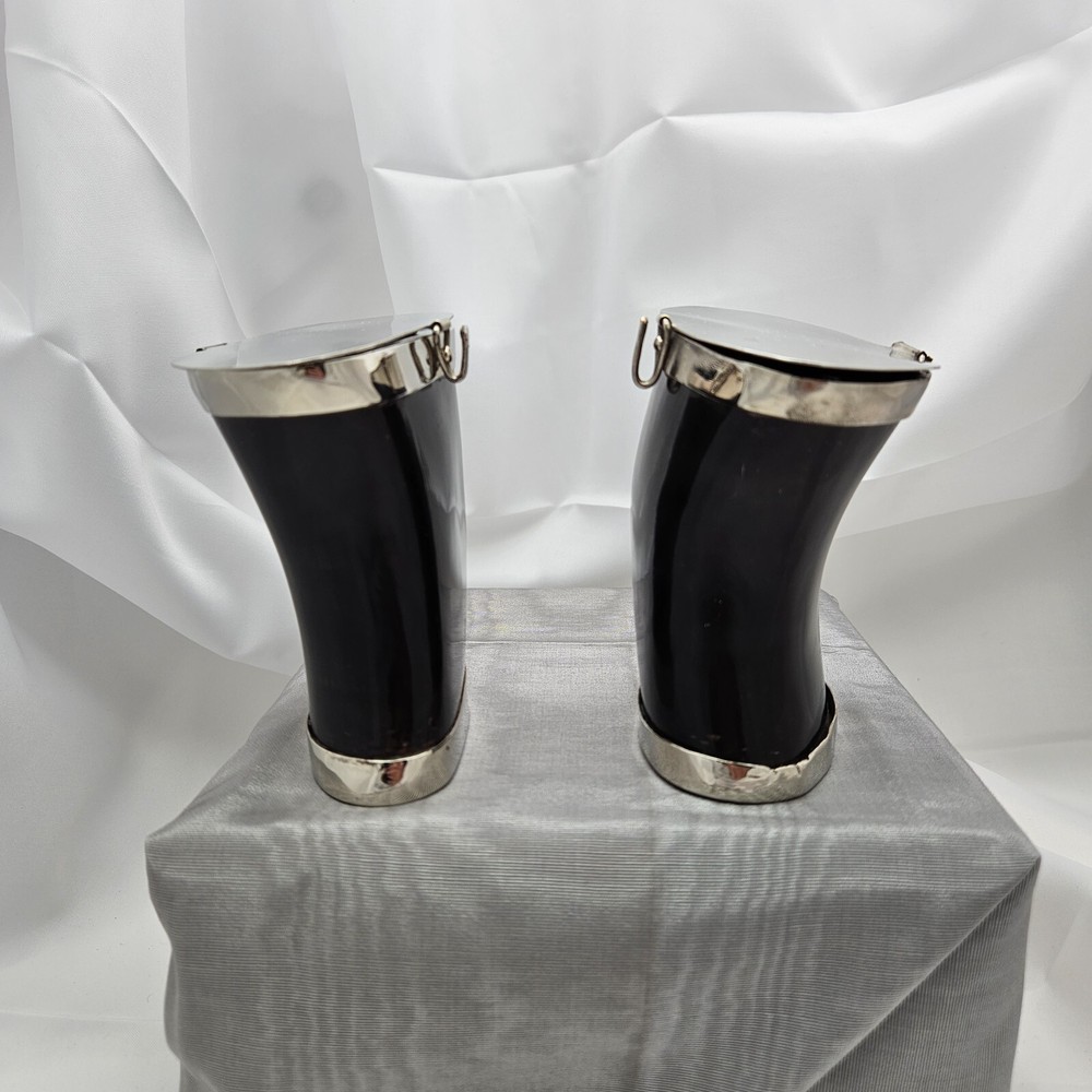 Silver Plate & Natural Horn Container Handcrafted / Hand Made