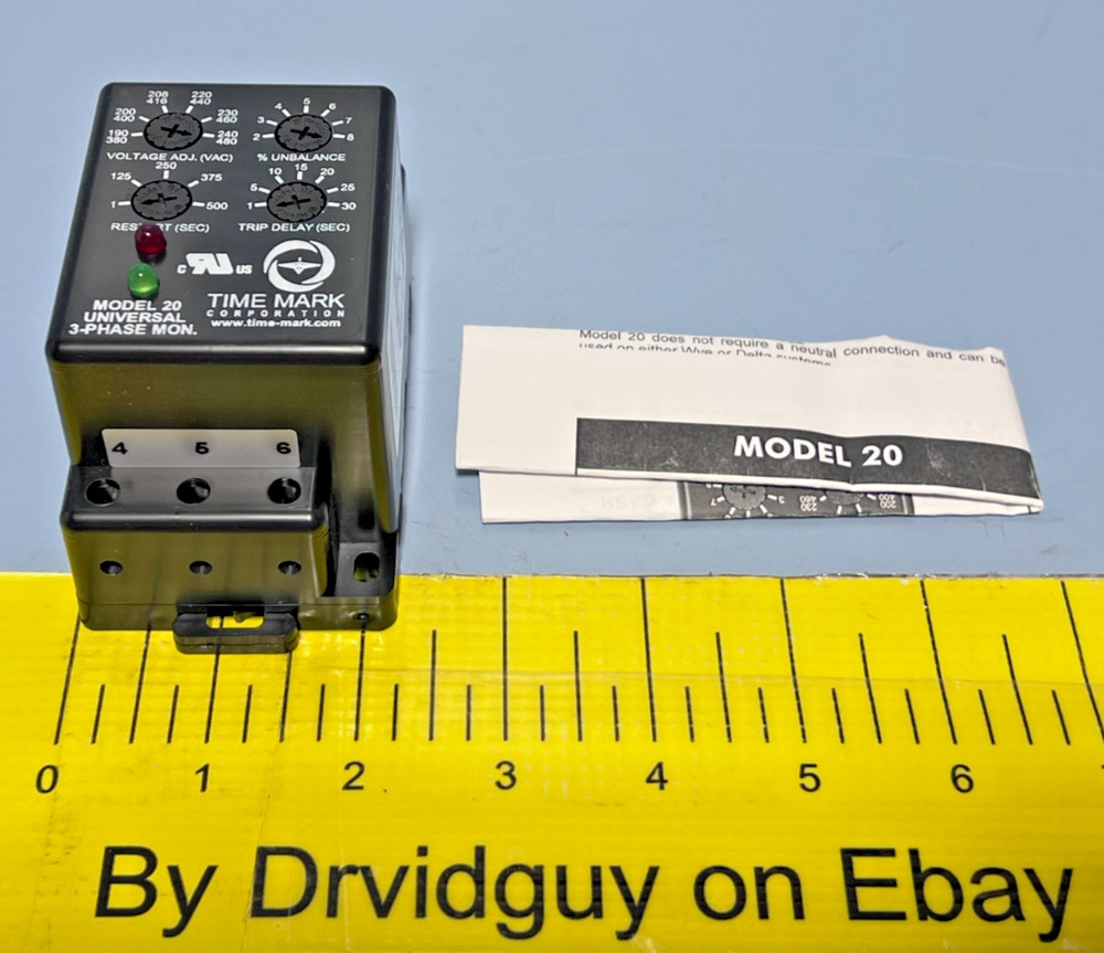 TIME MARK CORPORATION Model 20 Micro-Controller Based Universal 3-Phase Monitor