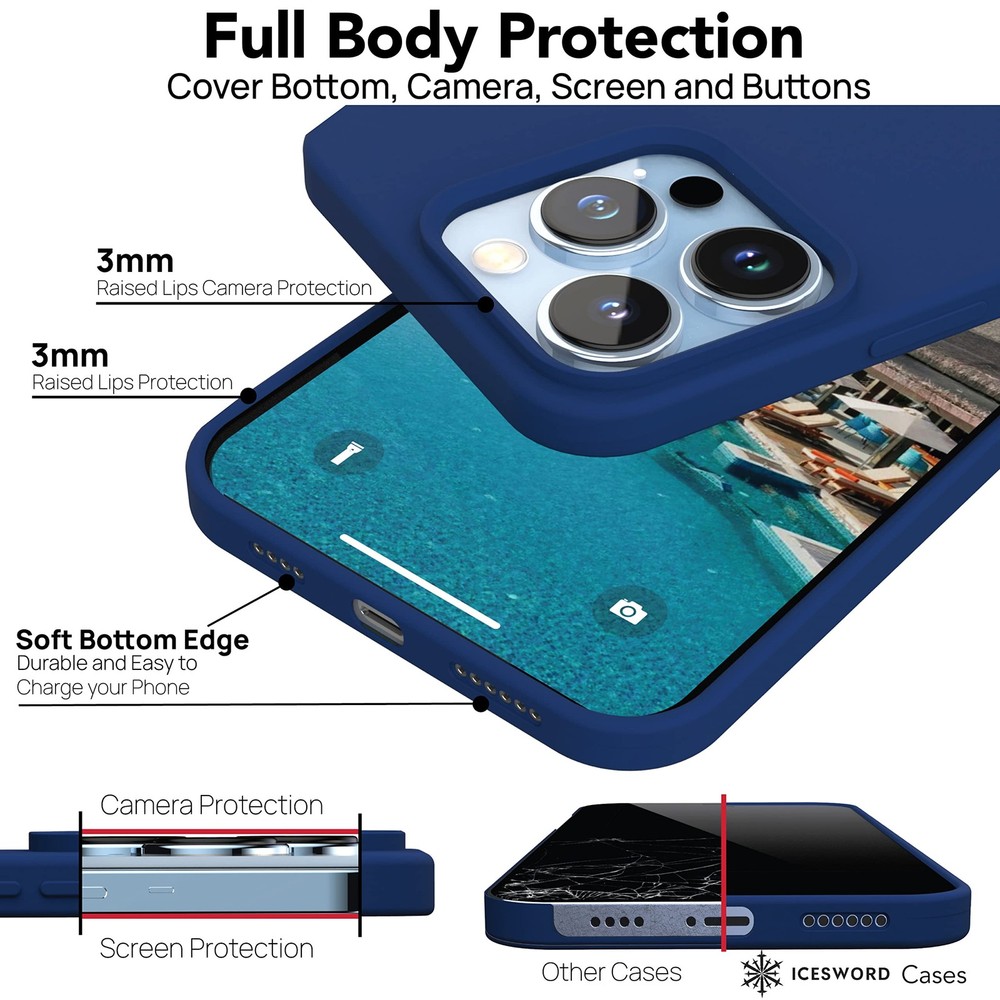 IceSword Blue Liquid Silicone Slim Protective Case for iPhone 15
