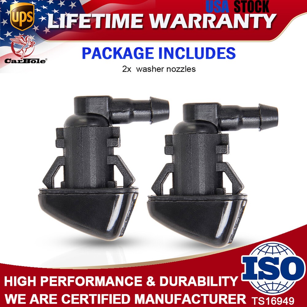 2pcs Windshield Washer Fluid Spray Jet Nozzle Kit Front For Ford Edge 2007-2010