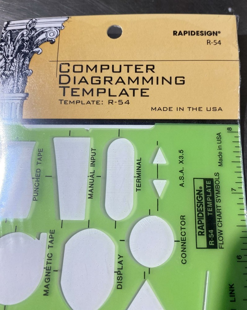 Berol Rapidesign Template - Computer Diagramming Template - R-54 New