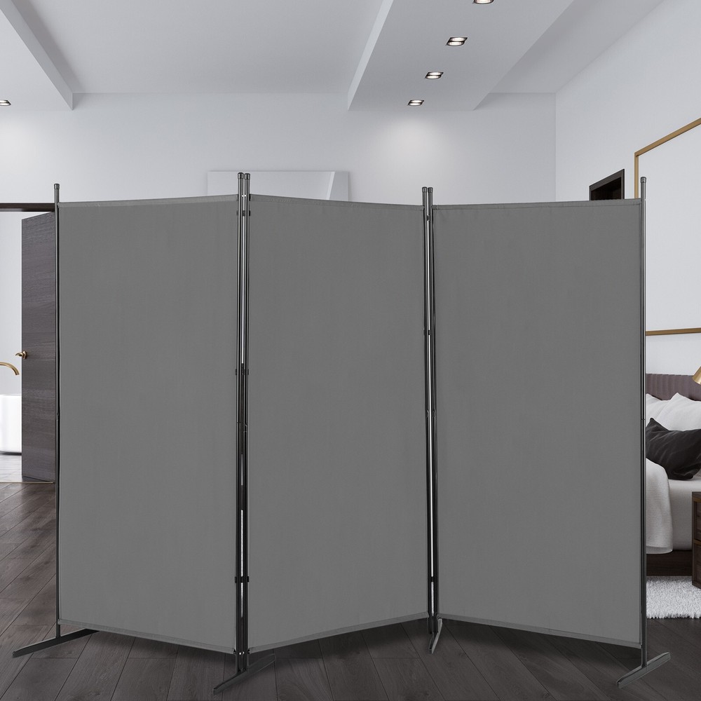 6FT Grey Trifold Polyester Cloth Plastic Foot Carbon Steel Frame Foldable Screen