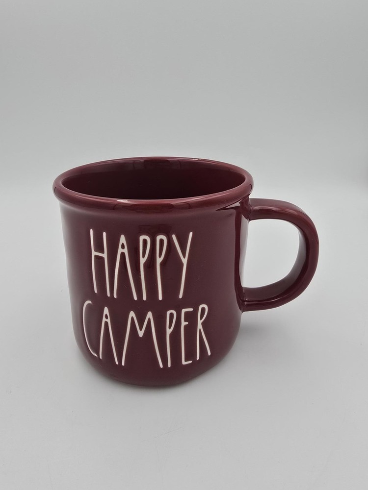 Rae Dunn Maroon Happy Camper Ceramic Mug