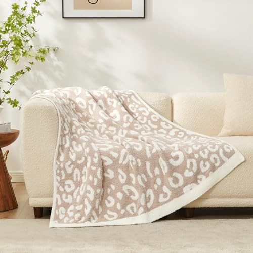 Leopard Throw Blanket for Couch Bed Sofa 50x60 Throw(50"x60") Leopard Beige