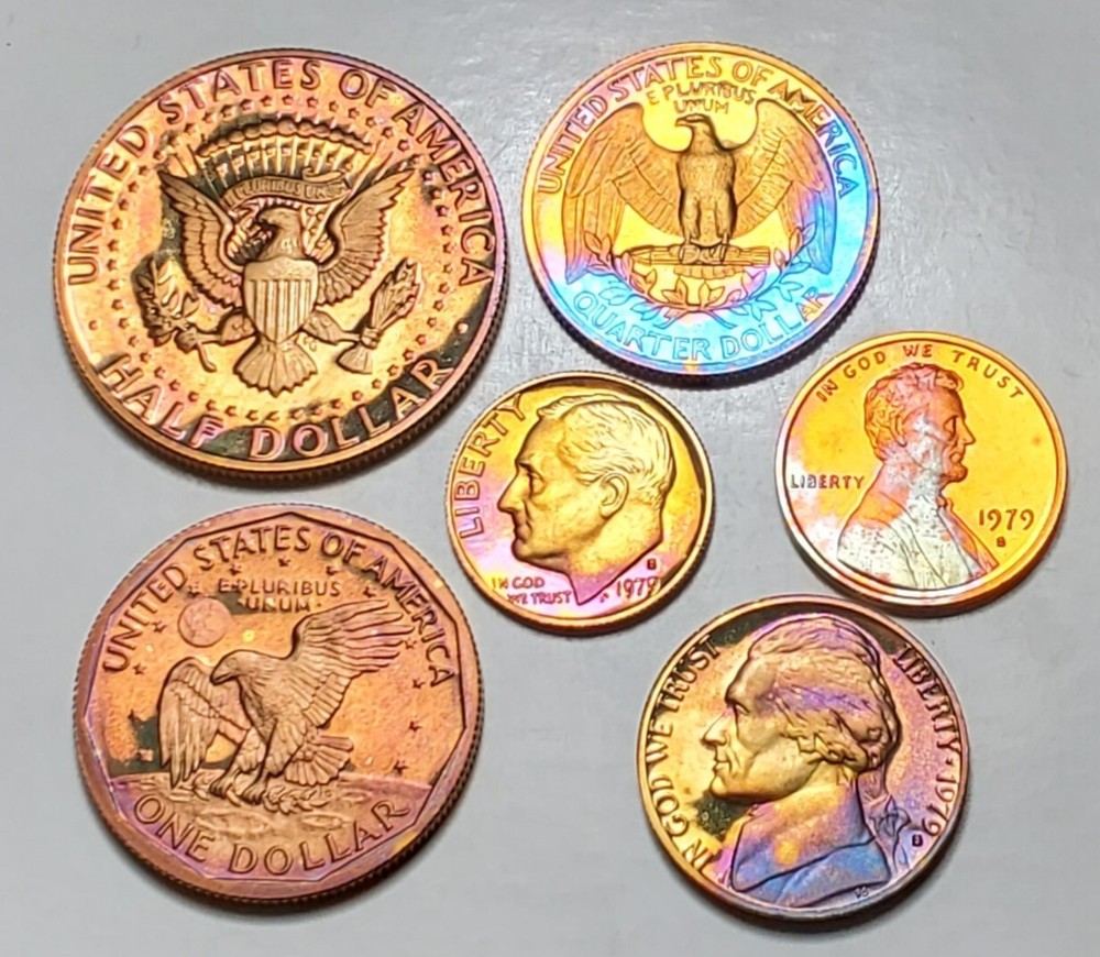 TONED 1979 S PROOF SET 6 COIN UNC SET #BX77