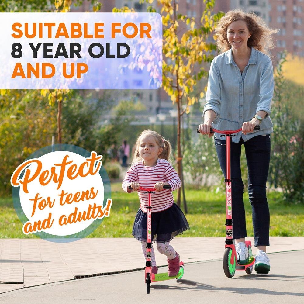 Hurtle Adjustable Lightweight and Foldable Kick Scooter High Impact Wheels Pink