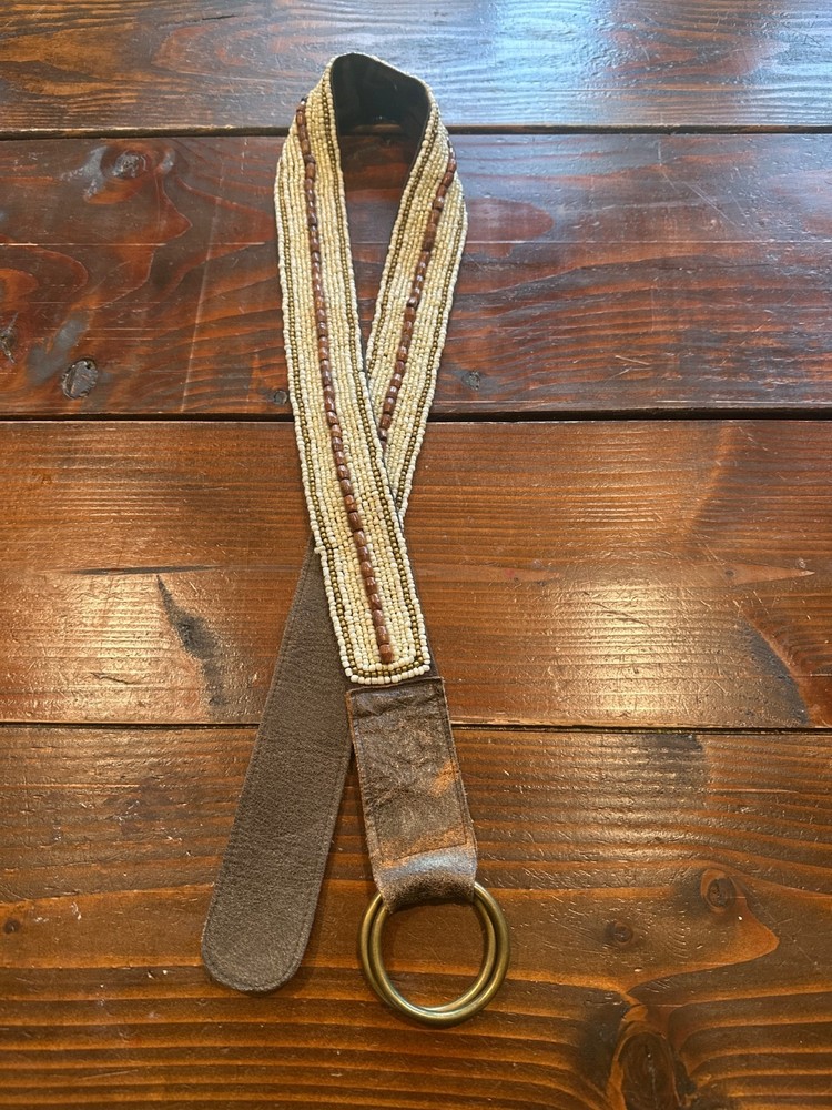 Old Navy Beaded Gypsy Belt Double Ring Boho Hippie Size Large Adjustable