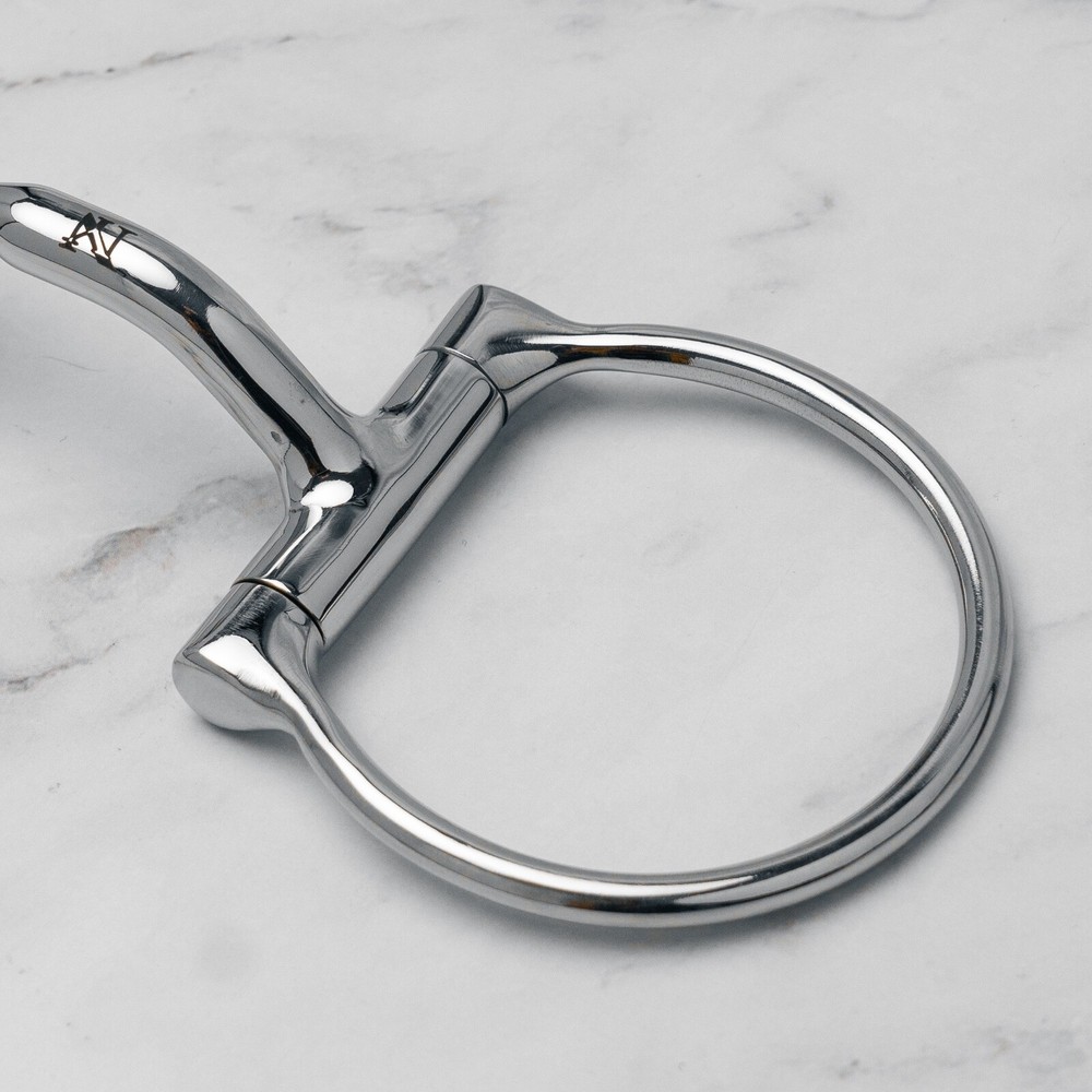 NY Tack 5" Western D Ring Silver Dotted Forward Copper Rollers Snaffle Horse Bit