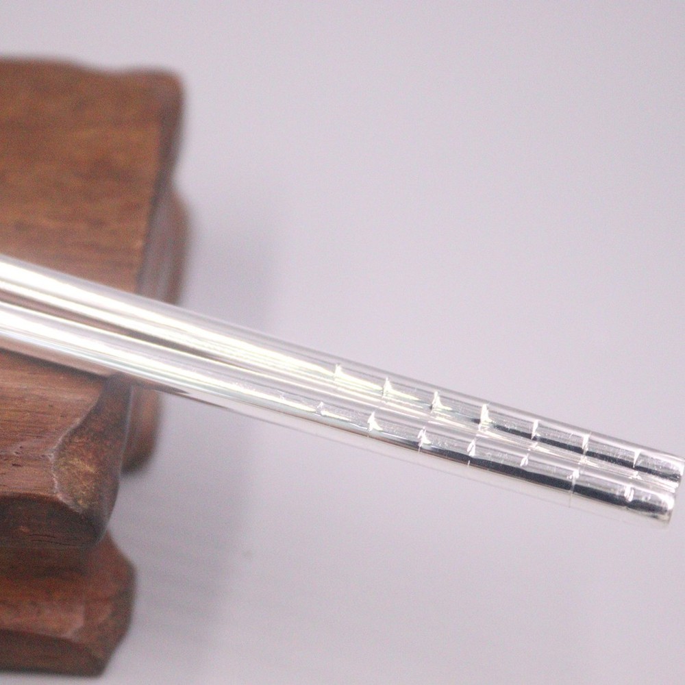 One Pair Solid 999 Pure Silver Chopsticks Household Many 福 Lucky Dinnerware