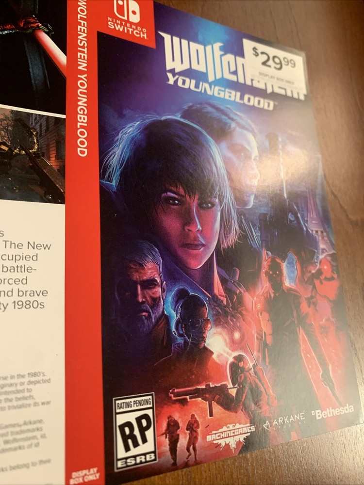 Wolfenstein Youngblood Nintendo Switch - Authentic- RARE - Display Box Only