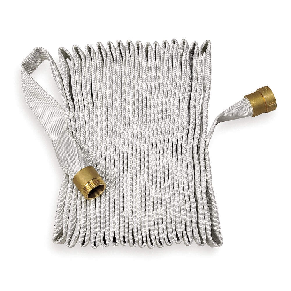 GRAINGER APPROVED 1FEL4 Fire Hose,100 ft,White,Polyester 1FEL4