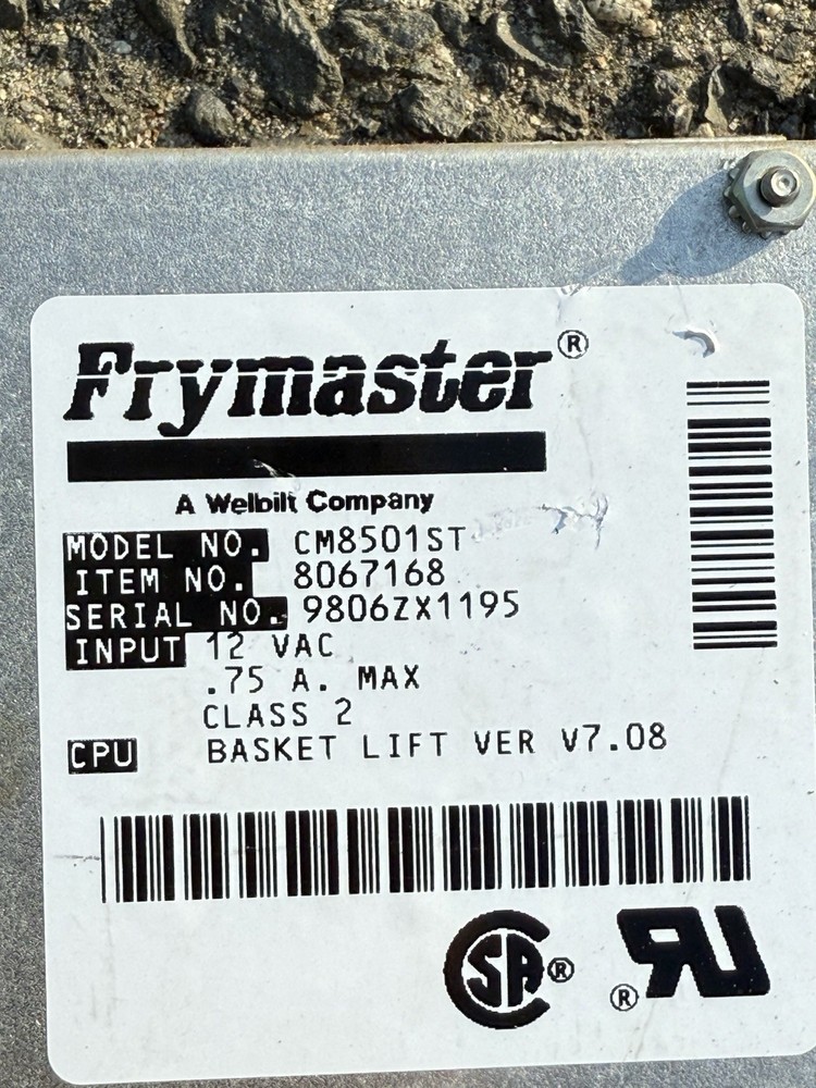 Frymaster Computer/ digital controller Model #: CM8501ST No wire harness