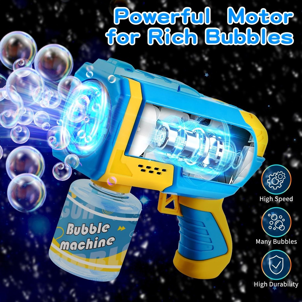 Bubble Machine 2 Pack for Kids, Automatic Light Up Bubble Blower with 4 Bottles