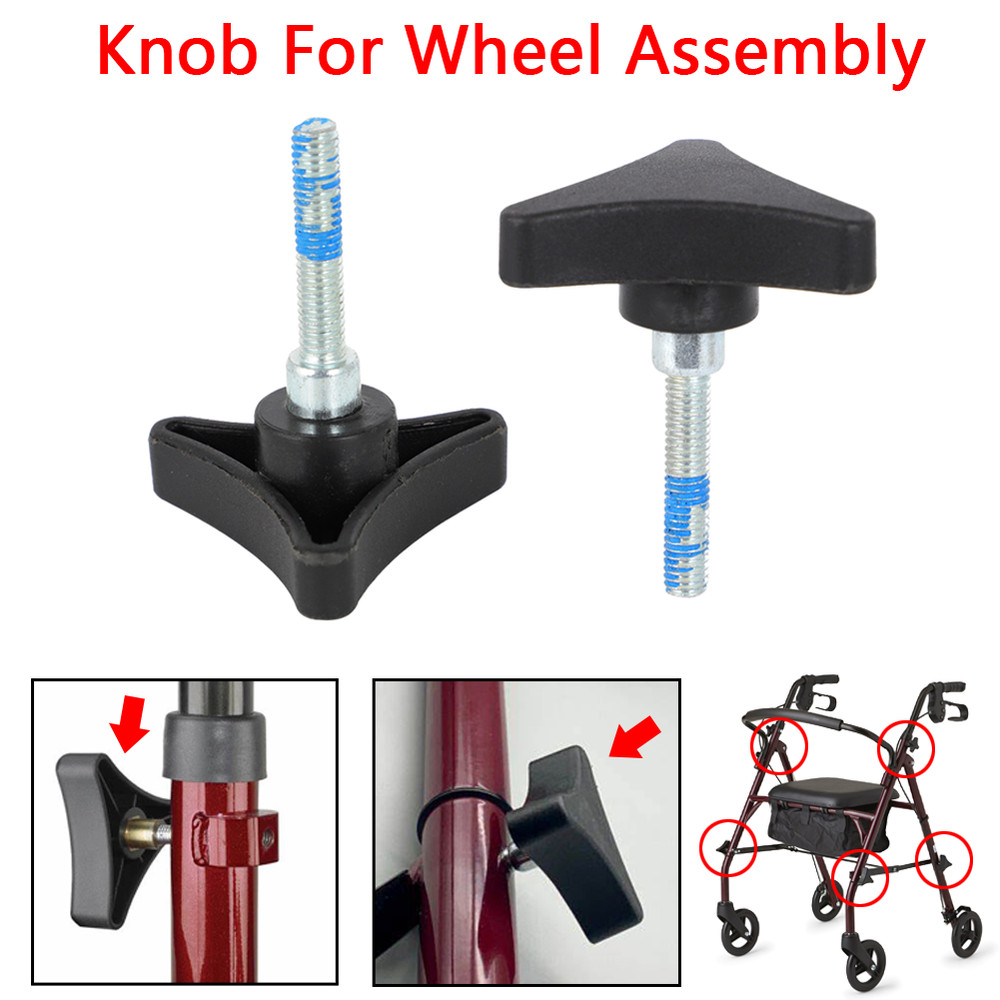 2 PACK Knobs Knob Wheel Assembly For Rolling Walker Rollator Black Rebuild Kit