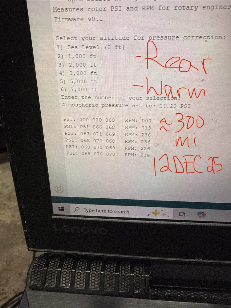 Rotary Engine Compression Tester