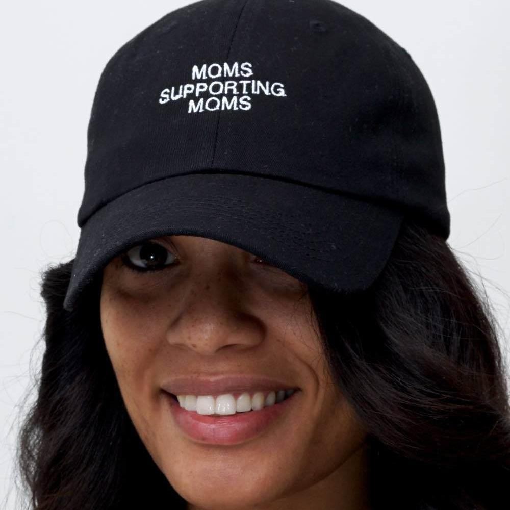 MOMS SUPPORTING MOMS (strapback cap) - dad polo cotton hat- Black White Grey Red