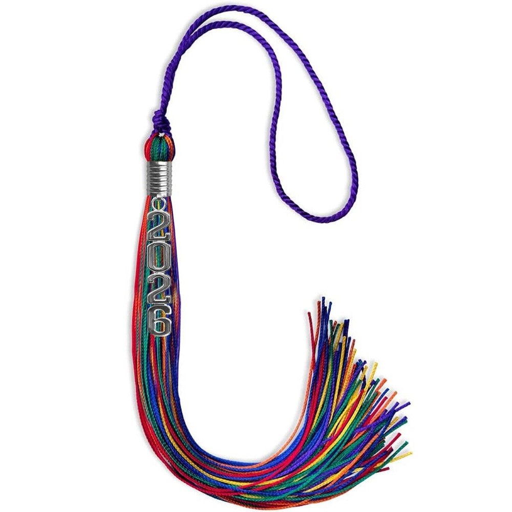 Endea Graduation Rainbow Tassel With Silver Stacked Date Drop