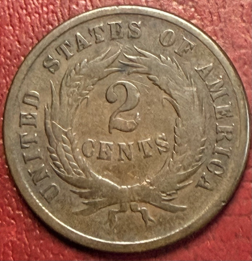 1865 Two Cent Piece. Better Grade. Free Shipping