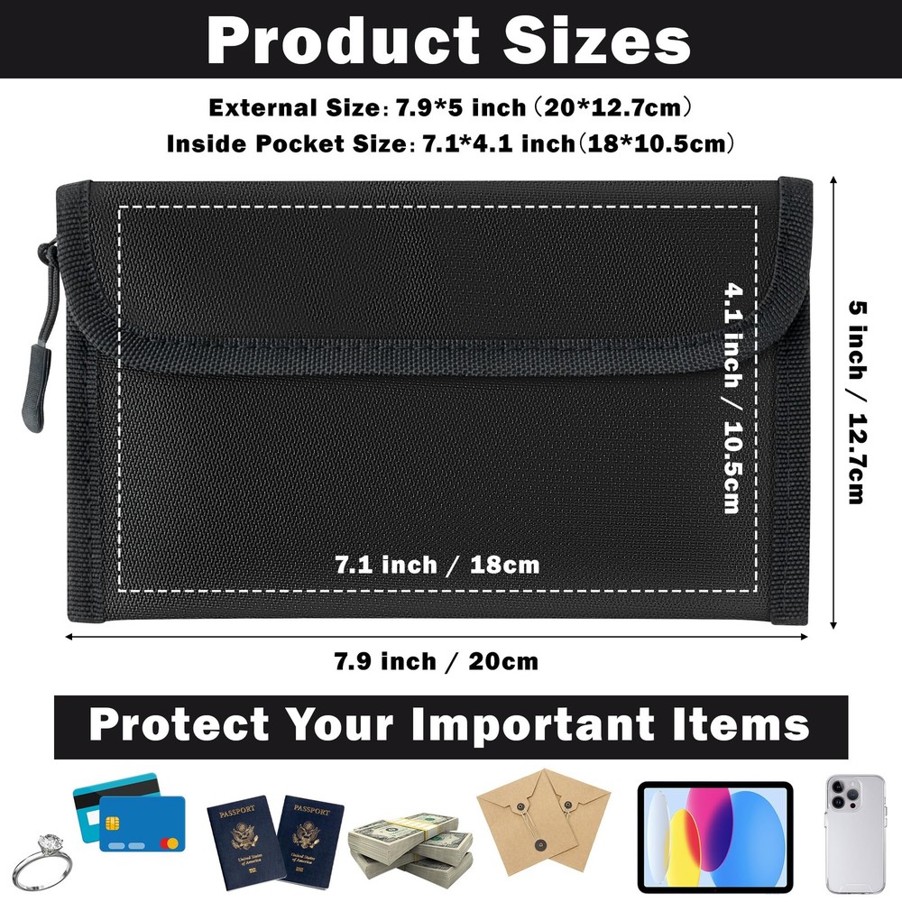 Fireproof Waterproof Document Bag - 2PCS 5200°F Water Resistant Fire Proof Mo...