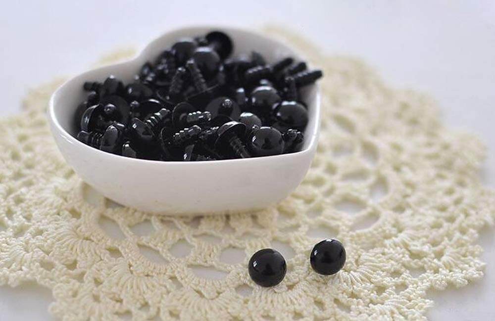 50Pcs 18mm/0.7inch Solid Black Plastic Safety Eyes with Washers