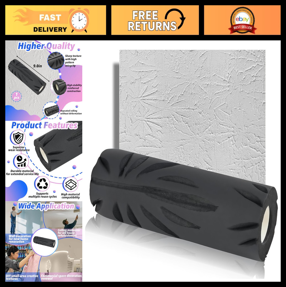 9" Crow's Foot Wall & Ceiling Textured Roller - High-Adhesion Drywall Tool, Easy