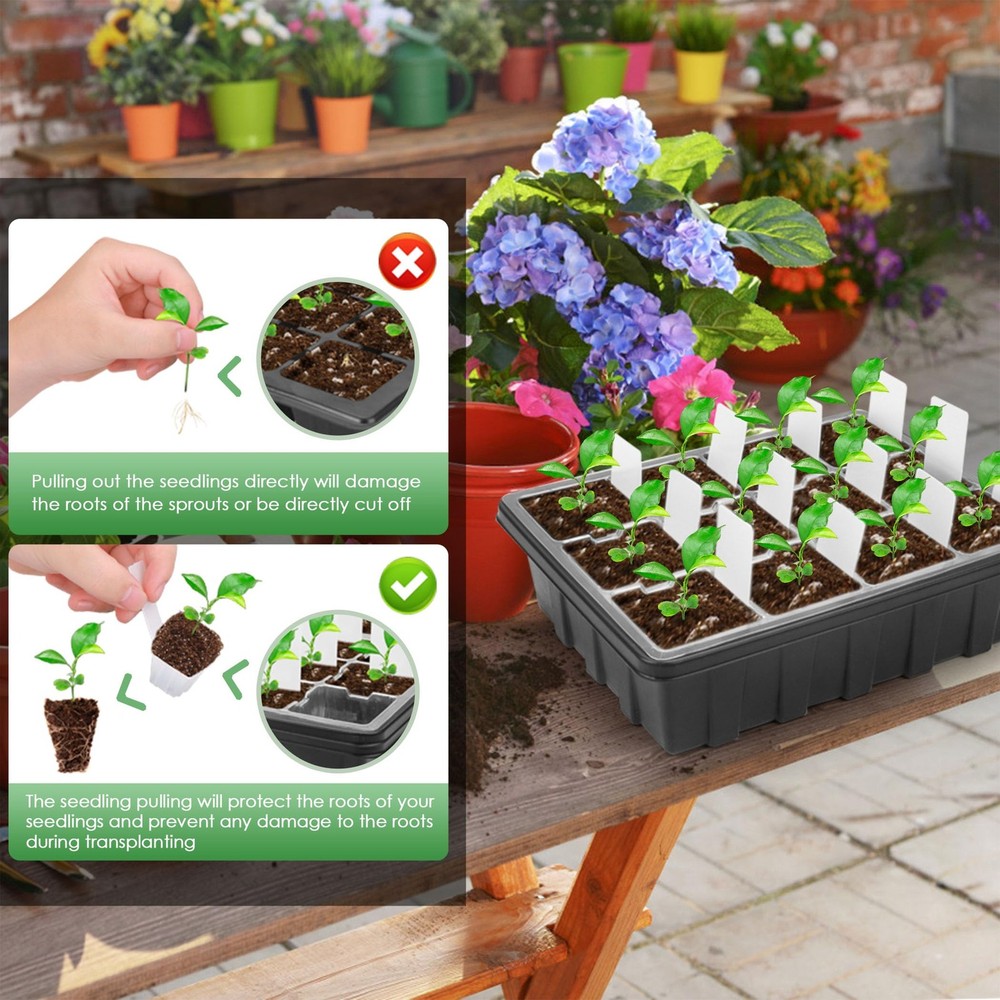 -5 Pack Plant Trays with 60pcs Puller Reusable, Starter Tray for Lettuce Seed...