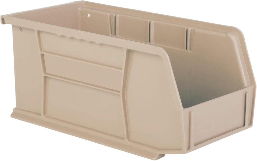 11" X 5-1/2" X 5" Plastic Stackable Storage Bin and Hanging Container (Stone, 1
