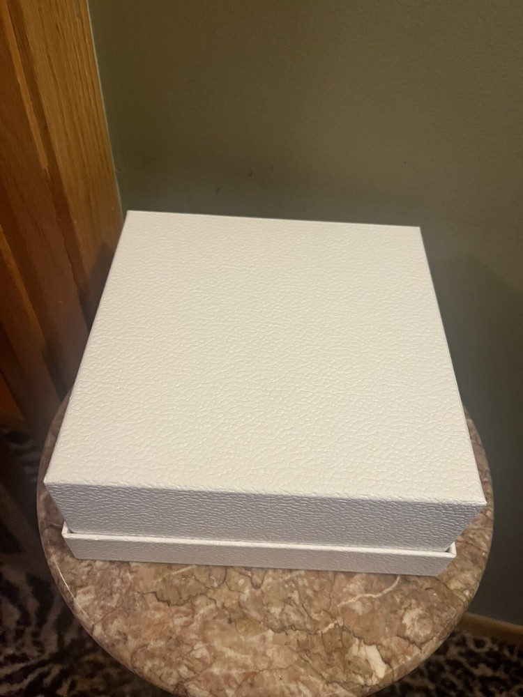 White Christian Dior 8.5” x 8.5” x 4” Empty Gift Textured Box
