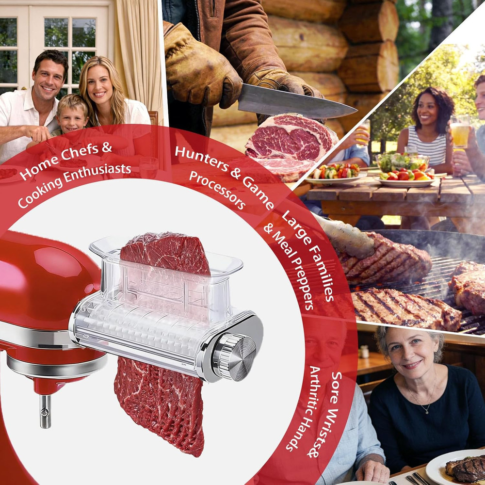 Meat Tenderizer Attachment for Kitchenaid Stand Mixer, 3 Adjustable Thickness Se