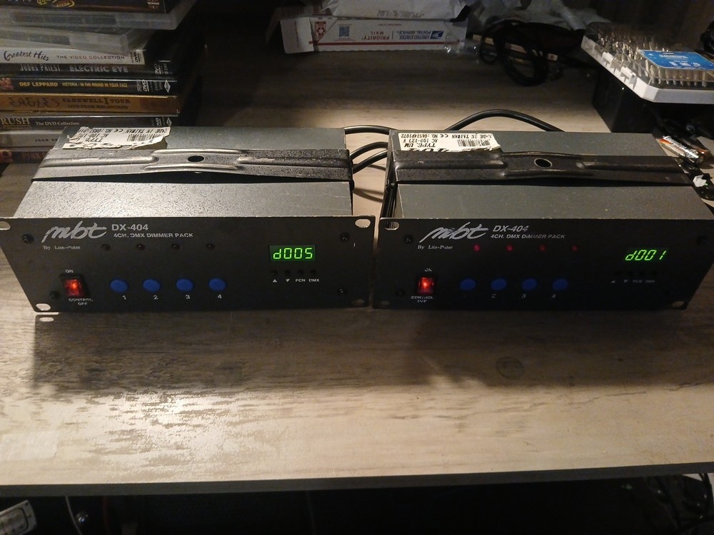 Two MBT DX-404 4 CHANNEL DIMMER PACK TESTED