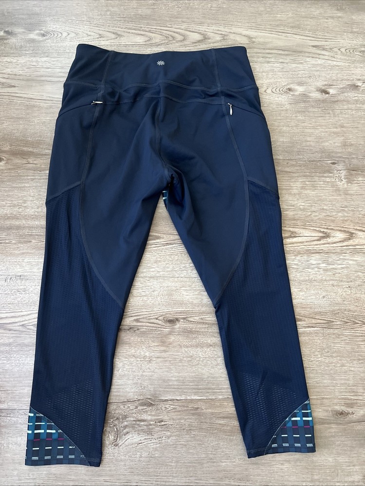 Athleta Crop Leggings Womens Medium Navy Patterns