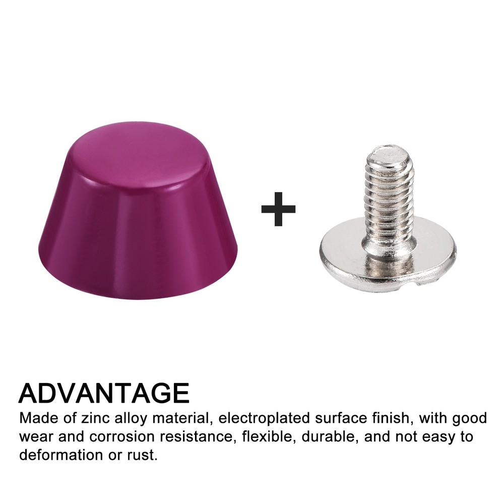 Screw Back Stud Spike (12x7mm) 10pcs, Flat Head Stud Rivets Purple