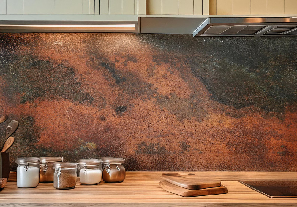 Real Copper Backsplash Panel – Handmade Metal Wall Art Kitchen Decor